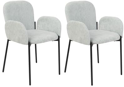 Beliani Esszimmerstuhl 2er Set Stoffbezug Mint grün Metallbeine schwarz Retro-Stil Albee