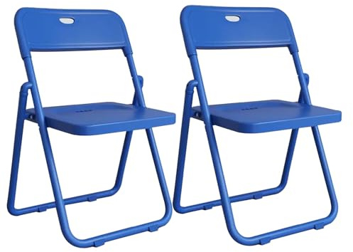RTTZBOZ Sedie Pieghevoli, Sedia Pieghevole con Maniglia, Sgabello Pieghevole in Metallo e Plastica per Adulti con Gambe con Telaio in Acciaio (Color : Blue A, Size : 45cm/18in 2pcs)