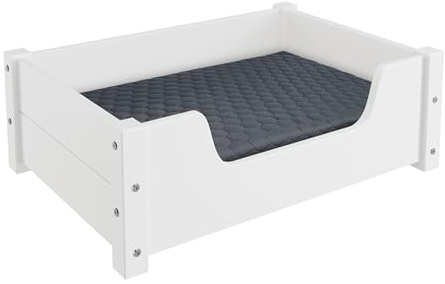 Erst-Holz Gemütliches Tierbett für Katzen und Hunde 60x40 Kiefer weiß V-30.32-W-60x40, Ausstattung:Rollrost und Matratze inkl.