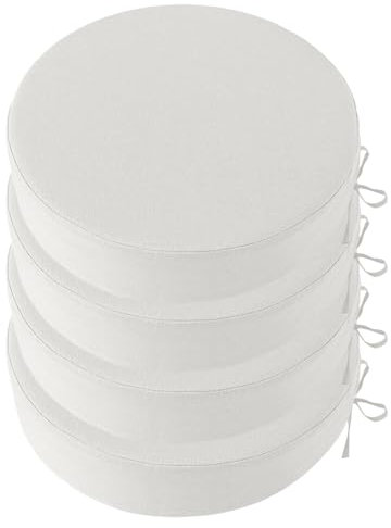 Heavyoff 4er Set Stuhlkissen Polsterauflage wasserdicht Gartenstuhlauflagen Rund Sitzauflagen Sitzkissen für Haus und Garten Weiß, 40x40x5cm