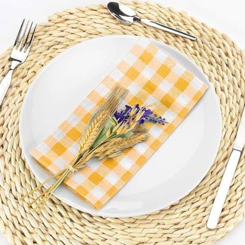 LAN&LAN - Servilletas de Tela, Servilletas Rectangulares 45 x 45, para Combinar con Mantel. Pack de 6 Servilletas Lavables (Amarillo, Pack 6 Servilletas)