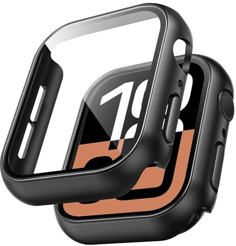 TAURI 2 Pack Hard Case for Apple Watch Series 11/10 42mm, Black | Tempered Glass HD Screen Protector with Full Coverage, [Scratch-Resistant] Touch Sensitive Slim Cover for iwatch 42mm