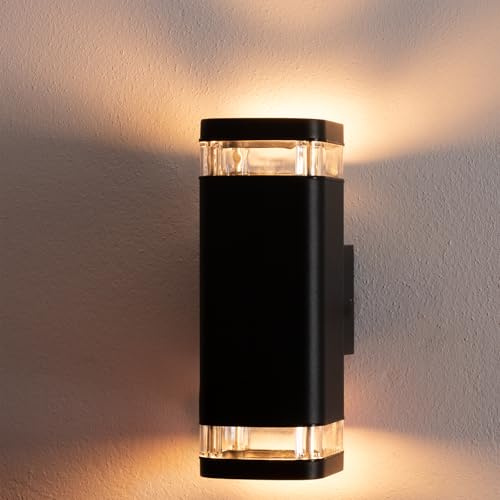 Lumiled Außenwandleuchte Wandlampe aussen Außenleuchte Wand GU10 Fassung Außenbeleuchtung Wandleuchter Gartenleuchte Terrasse Haus Fassade IP54 schwarz oben und unten