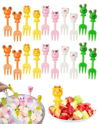 UYRVAPE 20pcs Mini forchette da frutta a forma di cartone animato, stuzzicadenti per bambini, per torte e dolci, mini spiedini, stuzzicadenti, adulti, dessert, frutta, pasticcini, feste per bambini