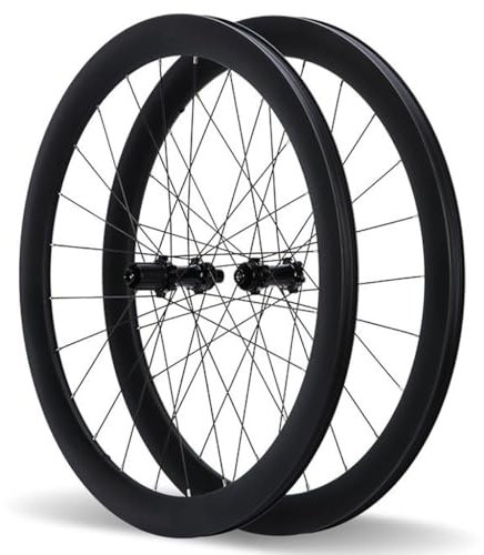 LPYDWZ 700C Rennrad Radsatz, 50MM Vollcarbon Fahrradräder Offenem Ring 4 Abgedichtete Lager Scheibenbremse Steckachse 142 mm Kompatibel mit 7–12 Gängen