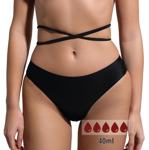 LETYFY Menstruationsbikini Menstruationstrosor Menstruationstrosor för simning damkläder menstruationstrosor vattentäta menstruationsunderkläder mode, svart, L