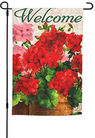 Rote Geranien Gartenflagge, 30,5 x 45,7 cm, Hof, Gartendekoration, Flagge