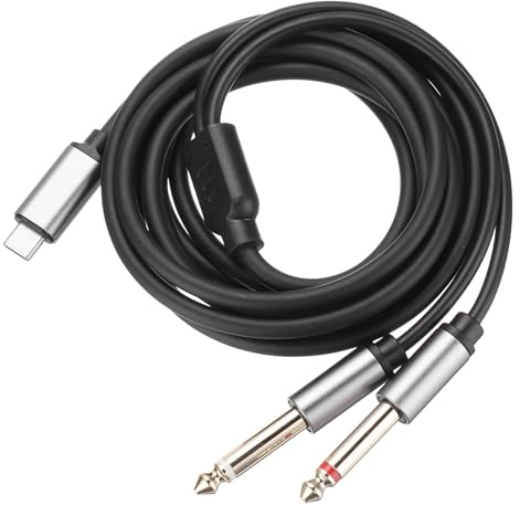 QUARKZMAN Câble Diviseur Y Noir USB C vers Double pour Smartphone 6,6 Pieds | 6,35 mm 1/4 Pouce, Ordinateur Portable, Amplificateur de Liaison, Console de Mixage, Enceinte