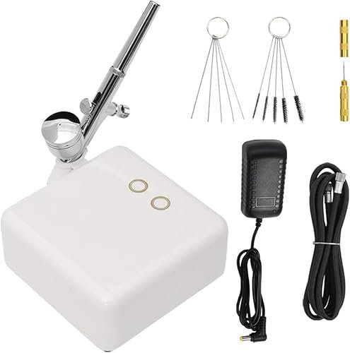 SIMPLETEK - Kit de aerógrafo blanco | Recargable, de acción única | Incluye: pistola de aerógrafo, compresor de aire, cuentagotas, agujas y pinceles