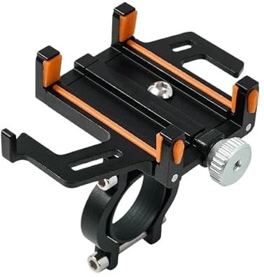 Smartphone-Halterung Praktischer Fahrrad-Telefonhalter aus Aluminiumlegierung, Fester Navigations-Motorrad-Akku, elektrischer Fahrrad-Telefonhalter, Reitzubehör(Orange)