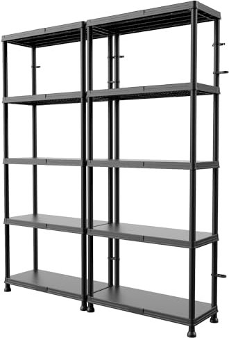 botle Set 2x Schwerlastregal 5 Böden, Kunststoffregal, Fachbodenregal, Kellerregal, 175 x 74 x 32 cm, bis 125 kg belastbar, Lagerregal, Regalsystem - die Aufbewahrungslösung für Werkstatt, Haushalt