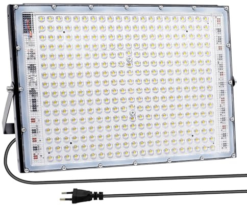 BOSITE Foco LED Exterior 300W, 30000LM Foco Proyector Led, 6500K Luz Fría, Proyector led Exterior, IP65 Impermeable, Luz led exterior para Patio Jardín Garaje Estadio