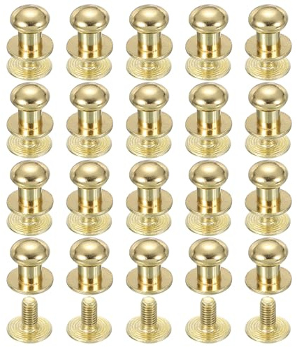 PATIKIL 20 Set 7 Mm Rivetti In Pelle Vite A Sfera Testa Rotonda Bottone Oro | Per Borsa Cintura Riparazioni, Vite Chicago, Fai Da Te