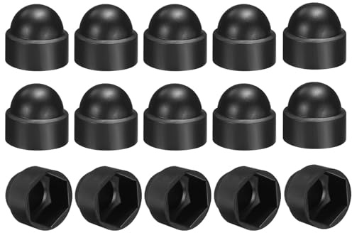 uxcell 15Pcs Hex Nut Cover, M14x21x24mm Plastic Dome Nut Protection Cap Hex Screws Bolt Covers for Indoor Outdoor Furniture Automotive Bolts Decoration, Black