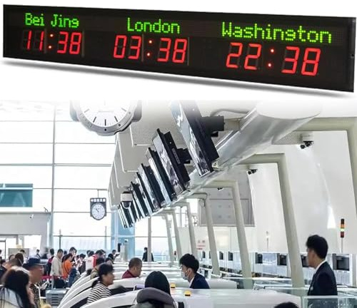 Horloge mondiale numérique LED avec affichage multiples, luminosité réglable, idéale pour les bureaux, les hôtels, les entreprises