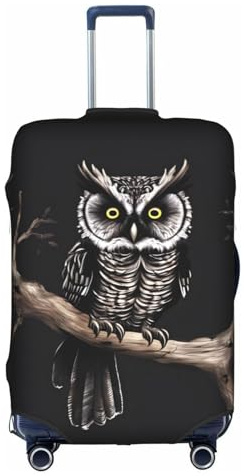 XZDZWK Kofferhüllen mit Eulen-Motiv, kratzfest und staubdicht, mit personalisiertem Design, für Reisen, Business und den Außenbereich, weiß, L