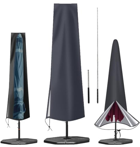 Cantilever Parasol Cover – Parasol Covers Waterproof 210D Oxford Outdoor Umbrella Cover with Zipper & Drawstring – Fits 2m to 3m Garden Umbrellas (190×30×50cm)(Grey)
