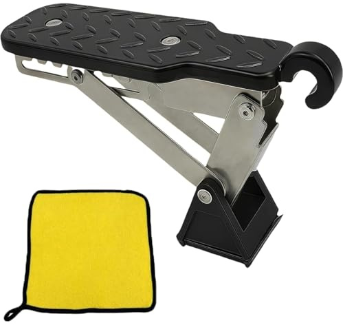 LCOUACEO Klappbare Auto Türstufe mit U Haken Verriegelung | Universal, 250kg Tragfähigkeit, Lange Trittbretter, Für SUV und RV, Zum Autodach