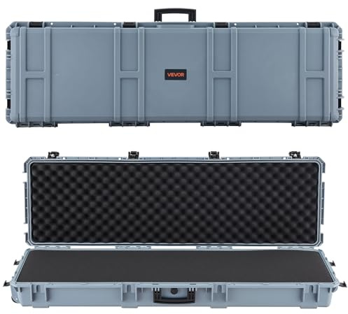 VEVOR Custodia Rigida per Fucile Dimensioni Esterni 1391x435x188 mm, Custodia per Fucile Lungo, Scatola per Armi Pistole IP67 Impermeabile Antipolvere per Trasporto, Colore Grigio