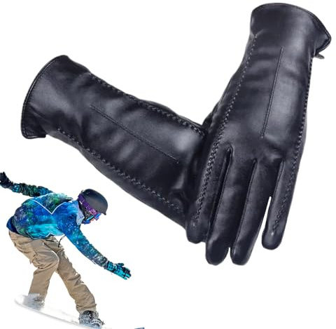 Sionhiuo Gants Chauds pour Femmes - Chauffe-Mains Imperméable Au Vent Et Anti-Dérapant | Gants en Cuir d'hiver pour Femmes - pour La Conduite L'Envoi De Les Trajets Quotidiens Le Vélo L'Équitation La