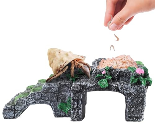 Hábitat del ermitaño – de Escalada para Reptiles de Resina con para alimentación y decoración para Acuario | Accesorio de hábitat Ideal para lagartos, Tortugas, cangrejos y