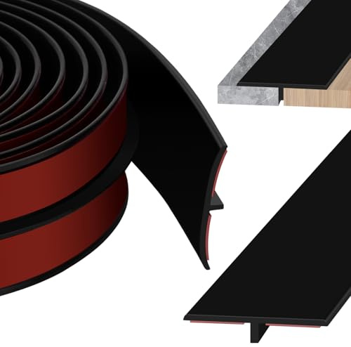 Barre de Seuil en T Transition Sol Profilé de Transition en T(Noir,100x4cm) | Baguettes de Finition en T Autocollant Pour Seuil Ou Jonction Parquet Carrelage C'est Idéal