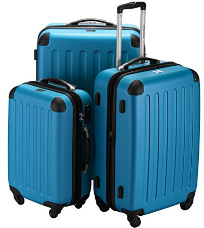 Hauptstadtkoffer Spree - Handgepäck, 55 x 36 x 21 cm, TSA, 4 Rollen, 42 Liter, Reisekoffer, Hartschalenkoffer, Rollkoffer, Bordgepäck Koffer, erweiterbar, Cyanblau