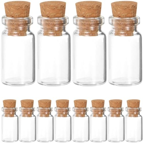 rosenice 25 Stück Mini Glasfläschchen Mit Korken 11X22Mm Klare Kleine Glasflaschen Für Diy Wunschflaschen Hochzeit Gastgeschenke Und Partydekoration