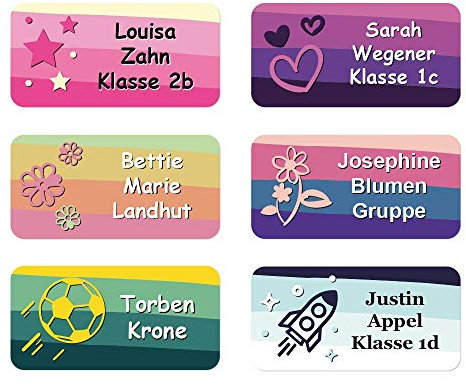 foliado® kids Namensaufkleber Kinder bis zu 3-zeilig Etikett 30x15mm Sticker Namensetikett Schule Kita Kleidung personalisierte Klebeetiketten wasserfest (60 Stück) APD-012