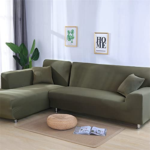 OKJK Ecksofabezug, moderner Wohnzimmermöbelbezug, sofaüberwurf Chaiselongue Sofa überwurf L-förmiger elastischer Stretch Universal (Grey Green,Part B-B 195-230cm)