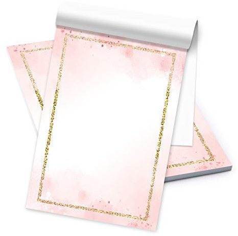 Logbuch-Verlag Briefpapier rosa weiß mit goldenem Rand DIN A5 Briefblock - Motivpapier Block für Einladungen Briefe schreiben Geschenk Kommunion Mädchen