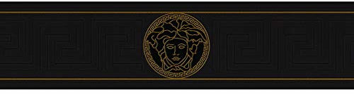 Frise dorée et noire 935224 | Frise baroque papier peint pour chambre, couloir & salon | Frise grecque en ligne