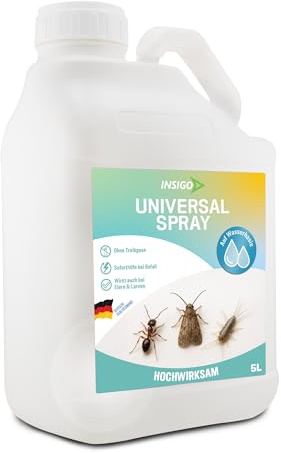 INSIGO mechanische Insekten Abwehr 5L – Spray zur Insekten & Ungeziefer Kontrolle - Direkttwirkung – pysikalisch wirkendes Insektenspray – Auf Wasserbasis und Fleckenfrei – Insektenabwehr