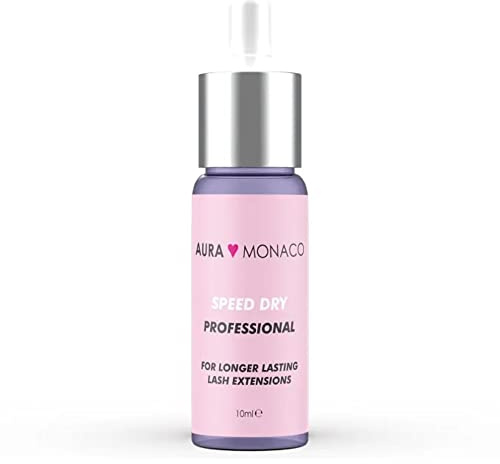 AURA Monaco Speed Dry Professional 10ml Liquid Glue Dry Booster Beschleuniger mit Pipette für Trocknung & Haltbarkeit von Wimpernkleber bei Wimpernverlängerung mit Eyelash Extensions