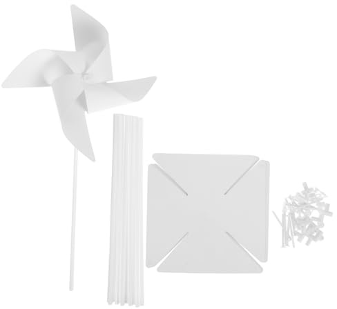 Juego de 12 molinillos de viento de papel blanco para manualidades, decoración de bricolaje, molinos de viento de papel para jardín, fiestas y proyectos creativos