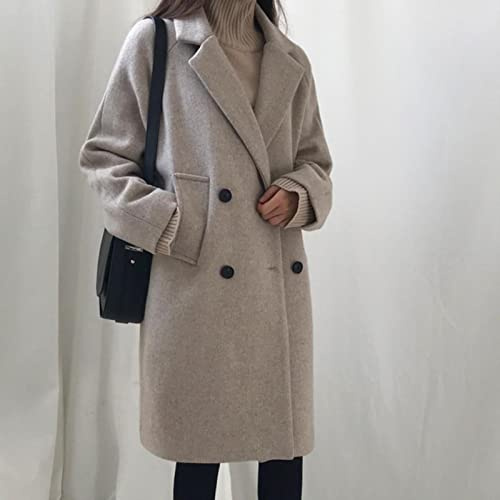 ZXCL Mode Long Manteau d'hiver Manteaux Femmes Fille Manteau de Laine vêtements Veste Femme-Beige,M