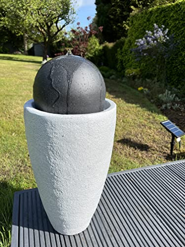 AllPondSolutions Vase Globe Water Feature with LED Lights - Solar Panel 65x31x31