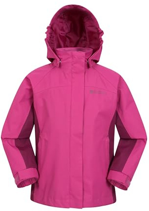 Mountain Warehouse Shelly II Kids Waterproof Jacket - Taped Seams Childrens Rain Coat, Adjustable Cuffs, Boys & Girls - Spring Summer, Camping, Walking, Outdoors Berry (02) Kids Size 9-10 Years