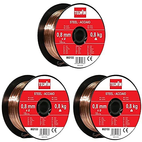 Telwin S.p.A. 802133 Stahlschweissdrahtspule Durchmesser 0,8 mm, 0,8 Kg, Kupfer, 3er Pack