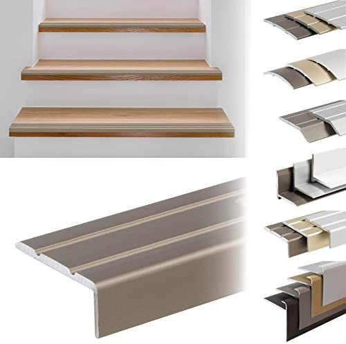 KARAT Stufenkantenprofile selbstklebend oder vorgebohrt mit Montagematerial - Treppenkantenprofile Winkelprofile (Winkelprofil, Edelstahl Matt, 1000x24,5x10 mm, Vorgebohrt)