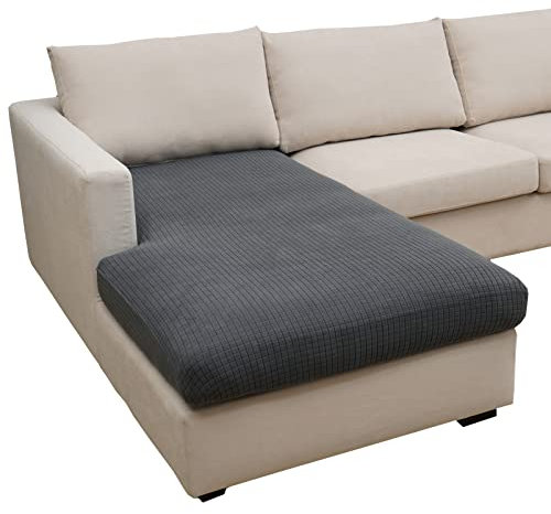 Eismodra Sofabezug L Form,Sofa Überzug 3 Sitzer,Stretch Sitzkissenbezug,Couch Überwurfdecke Sofaschoner Sofaüberwurf,Elastischer Bezug Cover für L-Form,Dunkelgrau,Chaiselongue(1 Stück)