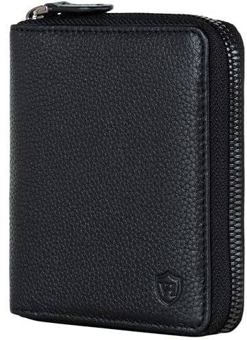 VON HEESEN Leder Geldbörse mit RFID-Schutz - Portemonnaie für Herren & Damen aus echtem Leder - Wallet mit Münzfach - Geldbeutel für Männer und Frauen in Schwarz