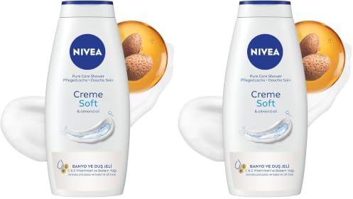 NIVEA Care Shower Creme Soft (750ml) Caring Shower Body Cream Enriched with Almond Oil, Moisturising Shower Gel Body Wash, Skin Moisturiser with Mild Scent (Pack of 2)