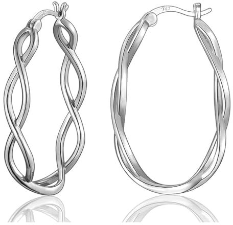 Creolen Silber Damen Ohrringe, 925 Sterling Silber Groß 35mm- Hypoallergen Große Huggies Creolen Silber Damen, Silber Kreolen Ohrringe Schmuck für Frauen Mädchen
