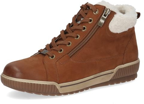 CAPRICE Damen Sneaker hoch mit Fütterung mit Reißverschluss Wasserabweisend, Braun (Cognac Nubuc), 38 EU