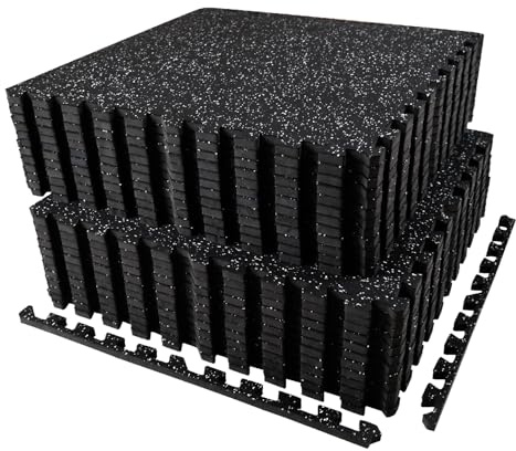 AIRHOP 24 Tapis 60x60x1,4 cm Tapis de Fitness d'Équipement avec Surface en Caoutchouc Robuste et Épais, Tapis de Protection de Sol en Puzzle pour Salle de Sport et Domicile