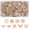 110 Piezas de Madera para Manualidades, Flores de Madera Pájaros Mariposas de Madera, Figuras de Madera para Pintar, Rebanadas de Madera sin Terminar para DIY Artesanias Adornos Decoración