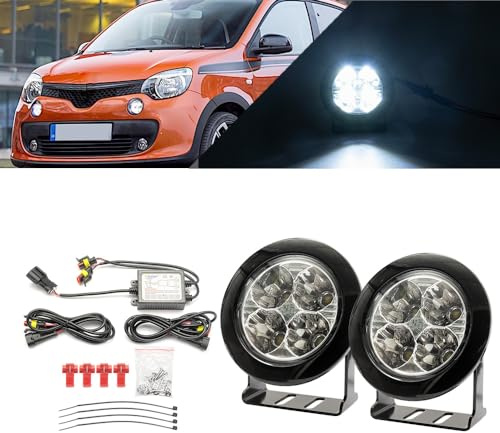 NSLUMO LED-Tagfahrlicht für Rena.ult Twingo III Twizy 2014–2019, Tageslicht-Reflektoren-Baugruppe für die vordere Stoßstange DLR-Lauflicht, 2 LED-Standlicht