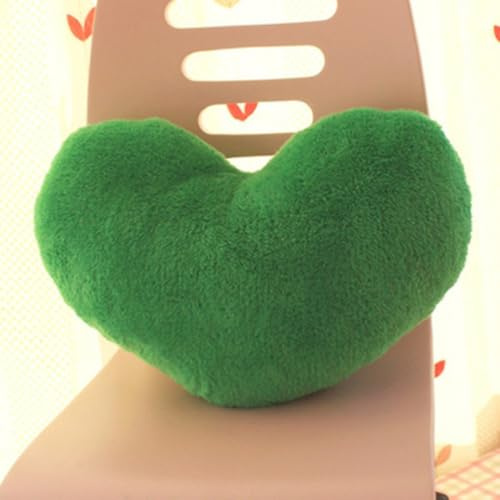 47*33cm Herzkissen Niedliches Kissen mit Herzverzierung Sofakissen gefüllt Herzkissen Kuschelkissen Flauschig Herz Kissen Plüschkissen Kissen für Mädchen Dekokissen Girly Aesthetic Kissen (dunkelgrün)