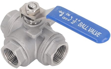 3-Wege-Kugelhahn, L-Typ, Manueller Antrieb, 1/2 Zoll DN15, Edelstahl-Innengewinde-Kugelhahn für Wasser, Öl, Gas